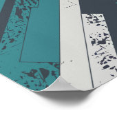 Poster Grille diagonale texturée en Turquoise et blanc (Coin)
