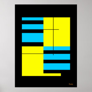 Poster Grille jaune et cyan Bauhaus Conception minimalist