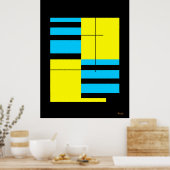 Poster Grille jaune et cyan Bauhaus Conception minimalist (Cuisine)
