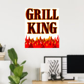 Poster Grille King Red Flames BQ Dit Imprimer (Bureau à domicile)