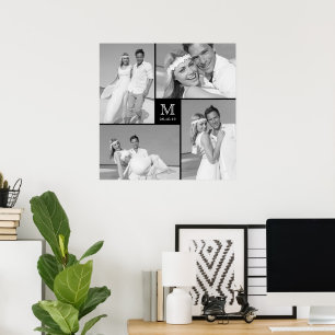 Poster Grille moderne Monogramme Box Mariage 4 Photo Coll