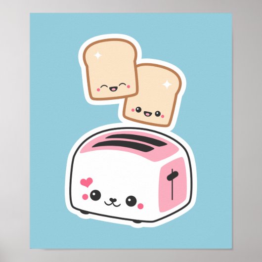 Poster Grille-pain mignonne avec bon toast (Devant)