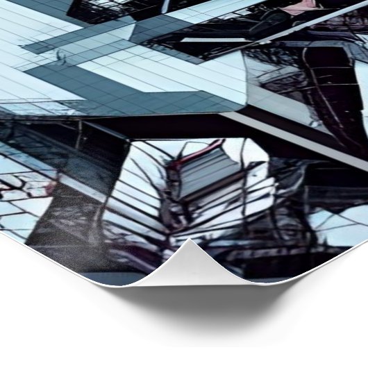 Poster Grille technique géométrique : Plan directeur cybe (Coin)