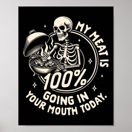 Poster Griller Bbq Party Ma Viande Est 100% À L'Intérieur (Devant)