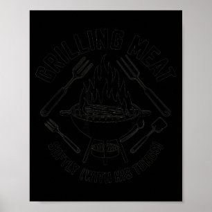 Poster Griller de la viande doucement avec des pinces cit