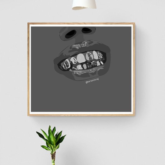 Poster Grillz esthétique, Grilles d'or (Grillz) dents art