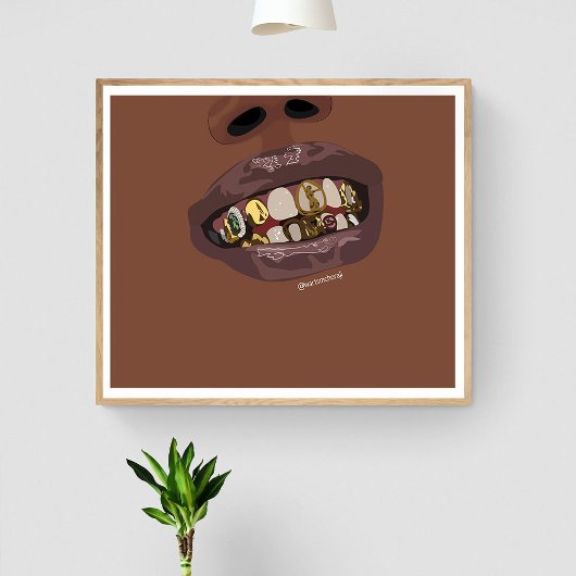 Poster Grillz esthétique, Grilles d'or (Grillz) dents art