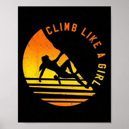 Poster Grimpe Comme Une Fille - Cadeau D'escalade De Roch (Devant)
