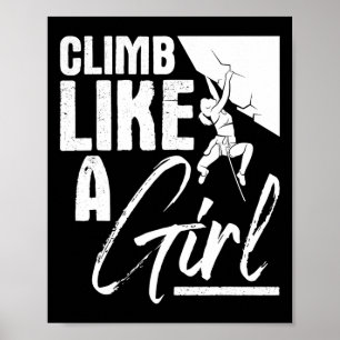 Poster Grimpe Comme Une Fille - Sportive Bloc Escaladeuse