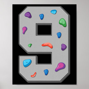 Poster Grimpeur de 9 ans Anniversaire Bloc Escalade R
