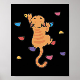 Poster Grimpeur de chat drôle Escalade Rocher Mignon Boul