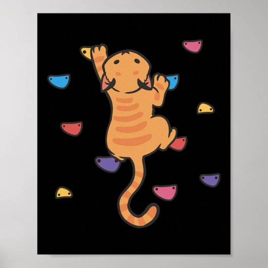 Poster Grimpeur de chat drôle Escalade Rocher Mignon Boul (Devant)