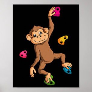 Poster Grimpeur d'escalade libre de blocs singe petit roc