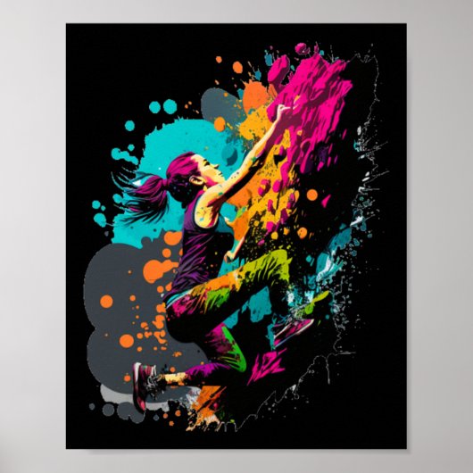 Poster Grimpeur Intérieur d'escalade de mur Bouldering Cl (Devant)