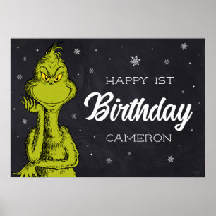 Poster Grinch Chalkboard Anniversaire