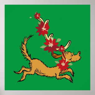 Poster Grinch Max Poinsettia de Noël