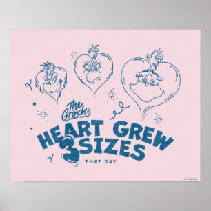 Poster Grinch's Heart Grew 3 Tailles