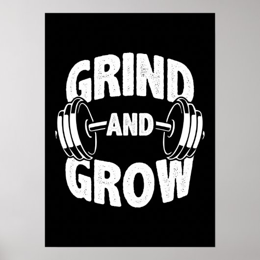 Poster Grind and Grow - Gym Workout Motivation (Devant)