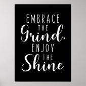 Poster Grind and Shine, Gym, Hustle, Succès, Inspirer (Devant)