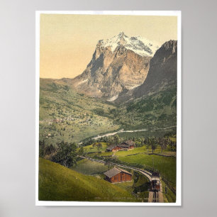 Poster Grindelwald et bâti Wetterhorn, Bernese Oberland
