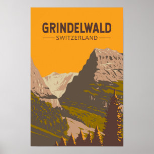 Poster Grindelwald Suisse Voyage Art Rétro