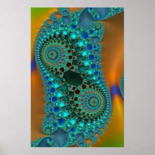 Poster Grinding The Gears Colorful Fractal Abstract
