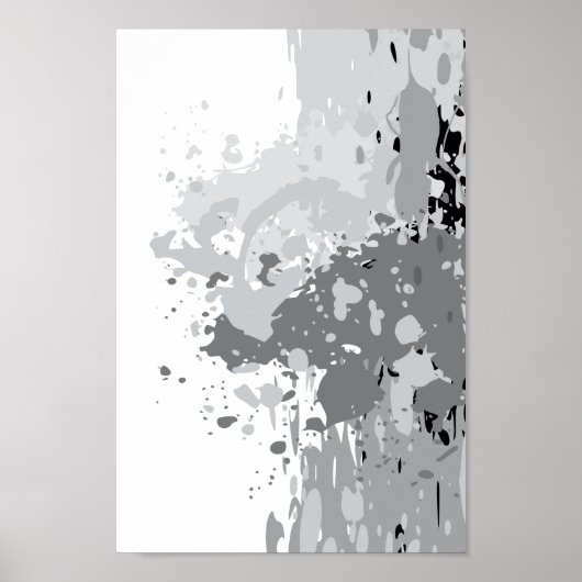 Poster Gris Abstrait, blanc, noir (Devant)