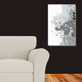 Poster Gris Abstrait, blanc, noir