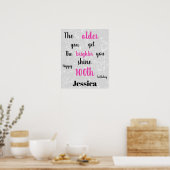 Poster Gris argent et rose 100e anniversaire (Cuisine)