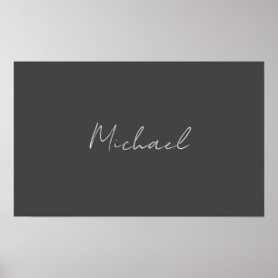 Poster Gris blanc manuscrit minimaliste Votre nom