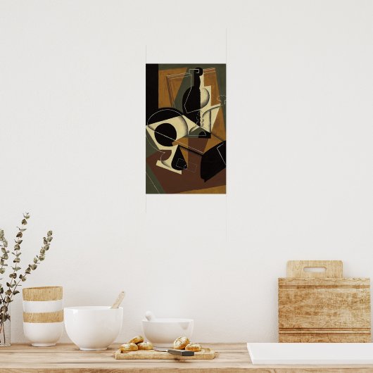 Poster Gris - Café Et Bouteille (Cuisine)