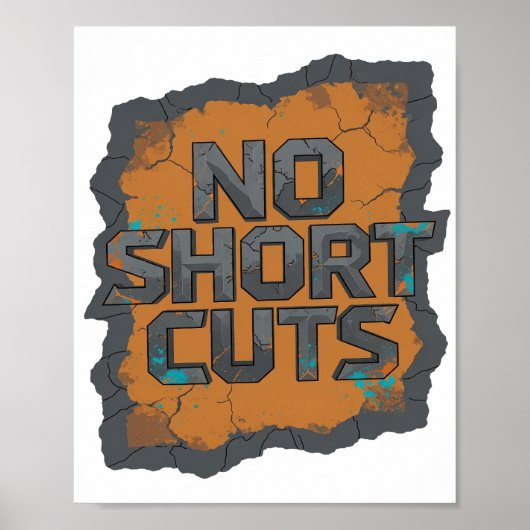 Poster Gris Cool NO SHORT CUTS Texte en 3D Art (Devant)