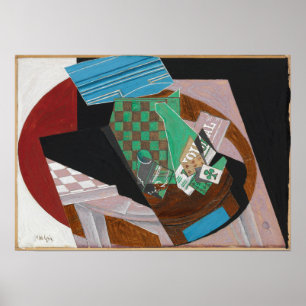 Poster Gris - Damier Et Cartes À Jouer