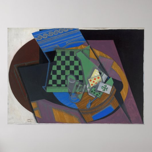 Poster Gris - Damier Et Cartes À Jouer (Devant)