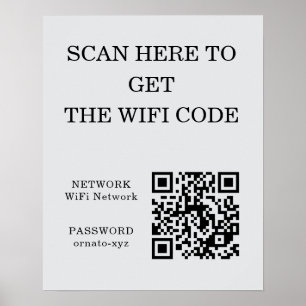 Poster Gris de l'affiche de code QR WiFi - Recherche d'ac