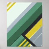 Poster Gris diagonaux modernes en vert, jaune et gris (Devant)