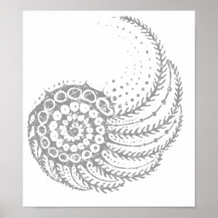 Poster Gris en spirale organique