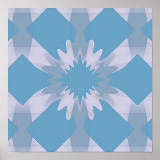 Poster Gris et bleu Mid Century Floral moderne