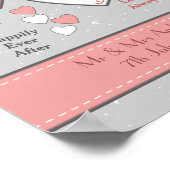 Poster Gris et corail avec le coeur Mariage (Coin)