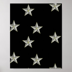 Poster Gris étoiles motif sur noir