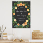 Poster Gris foncé Pêche Mariage Floral moderne (Cuisine)