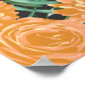 Poster Gris foncé Pêche Mariage Floral moderne (Coin)