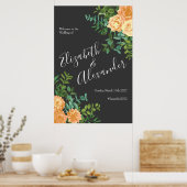 Poster Gris foncé Pêche Mariage Floral moderne (Cuisine)