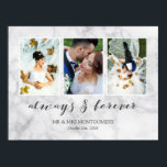 Poster Gris Marbre Toujours & Forever Mariage Photo Colla<br><div class="desc">Beau collage photo mariage avec trois de vos photos à l'intérieur de cadres blancs minces sur une impression en marbre gris. Toujours & pour toujours écrit dans un magnifique script de calligraphie gris foncé. Personnalisez-vous avec trois photos mariages,  vos noms et votre date mariage !</div>