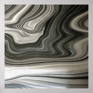 Poster Gris Monotone Artistique Acrylique Pour Abstrait