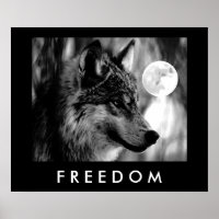 Poster Gris Motivation Liberté Loup & Lune Imprime