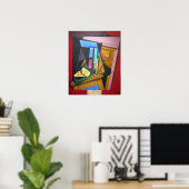 Poster Gris - Nature morte avec un poème (Bureau à domicile)