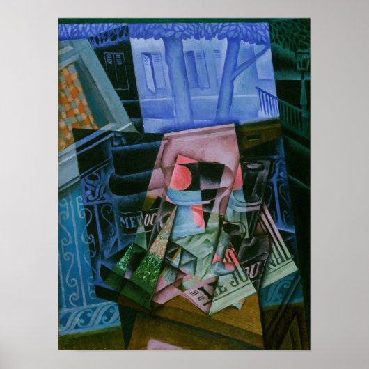 Poster Gris - Nature morte devant une fenêtre ouverte (Devant)