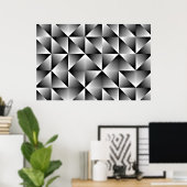 Poster Gris Noir Blanc Gradié Carré Triangles Art (Bureau à domicile)