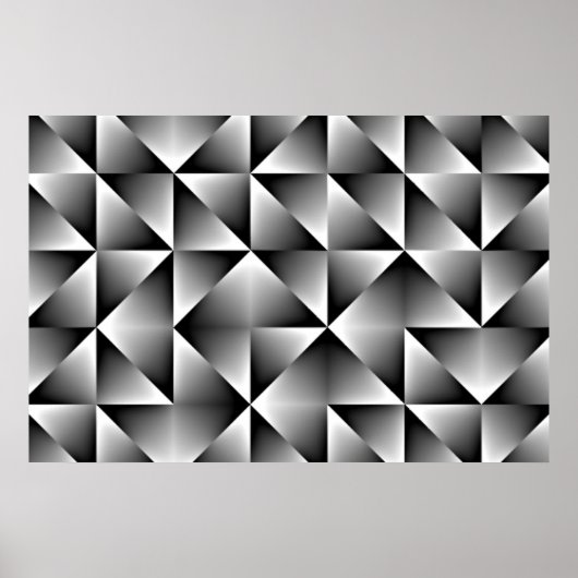 Poster Gris Noir Blanc Gradié Carré Triangles Art (Devant)
